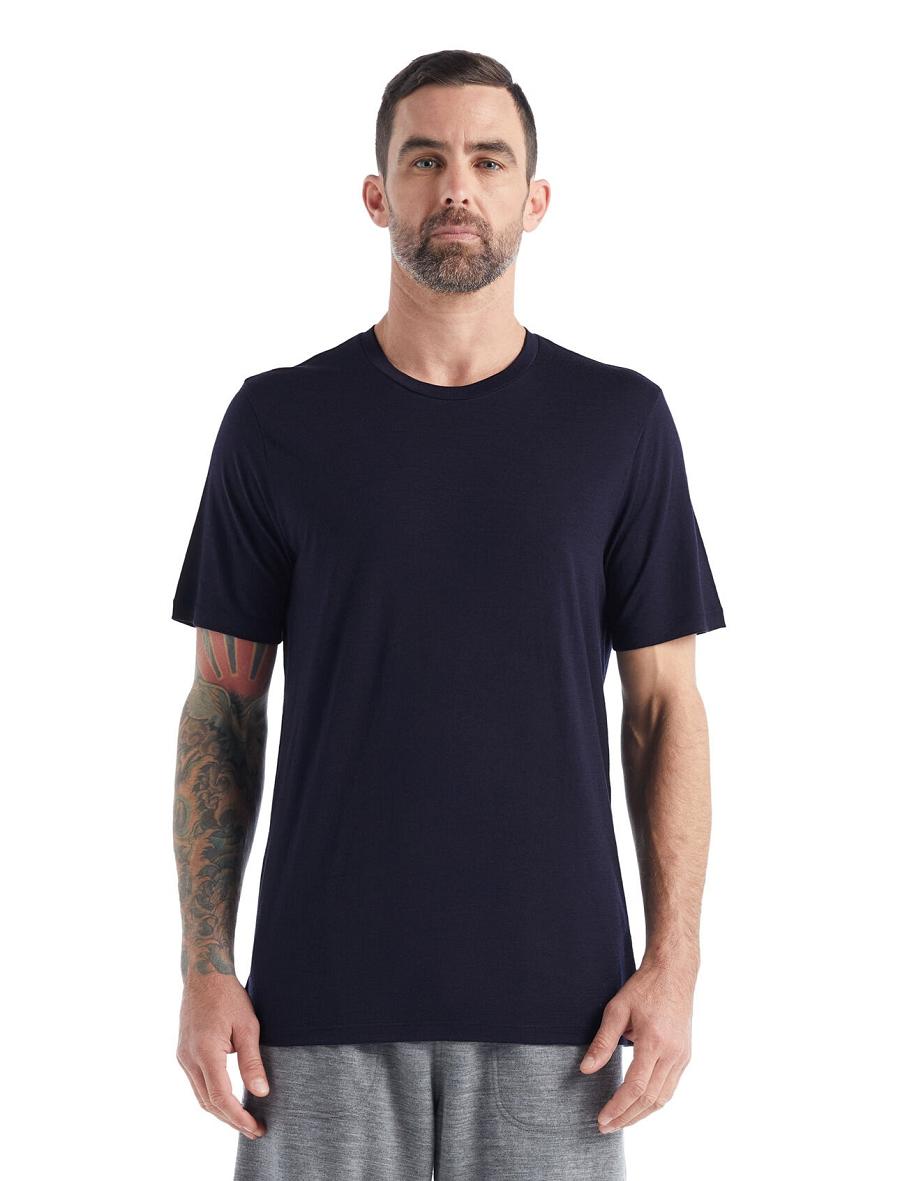 Midnight Navy Icebreaker Merino Tech Lite II Short Sleeve Tee Men\'s T Shirts | AU 1166ZUTG